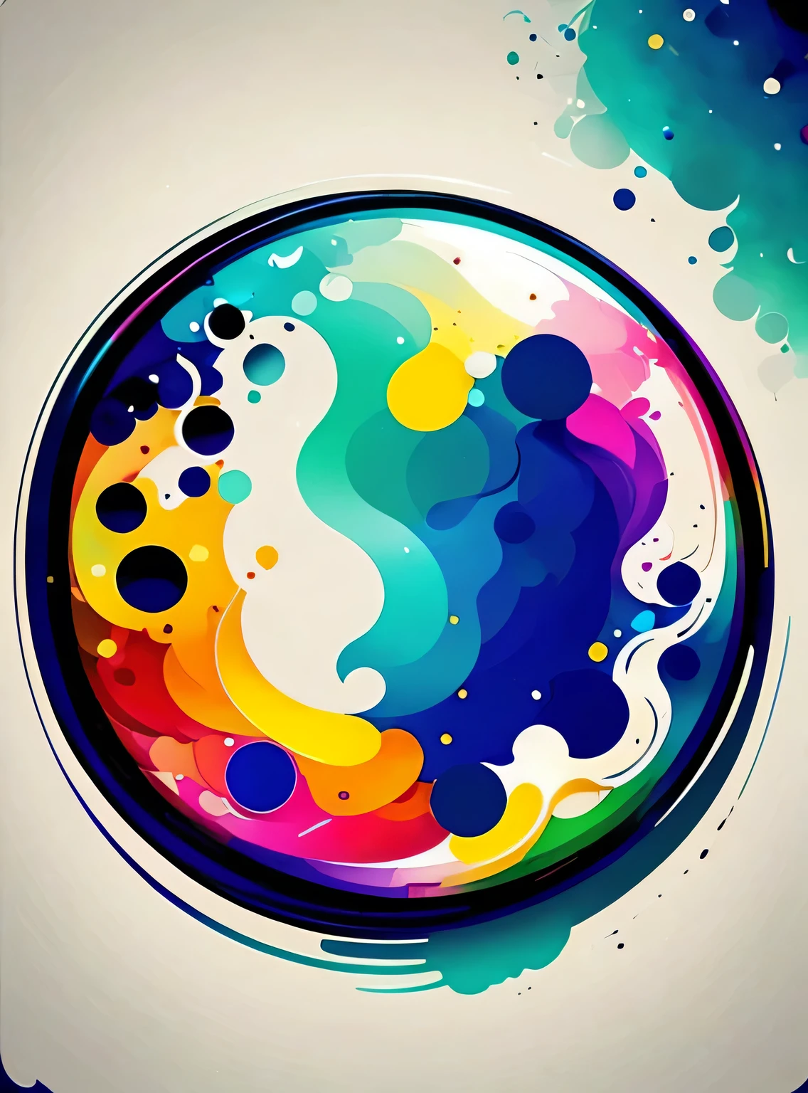 Circle-shaped logo for nail salons
Logo with full moon motif
The full moon is strewn with colorful nails
a close up of a colorful design with a number on it, behance art, octane 8, painted with colour on white, adobe illustrator art, cinema 4d colorful render, official artwork, colourful artwork, multicolored vector art, archan nair, colourful digital art, official illustration, colorful swirls of paint, promotional artwork, trend in behance hd