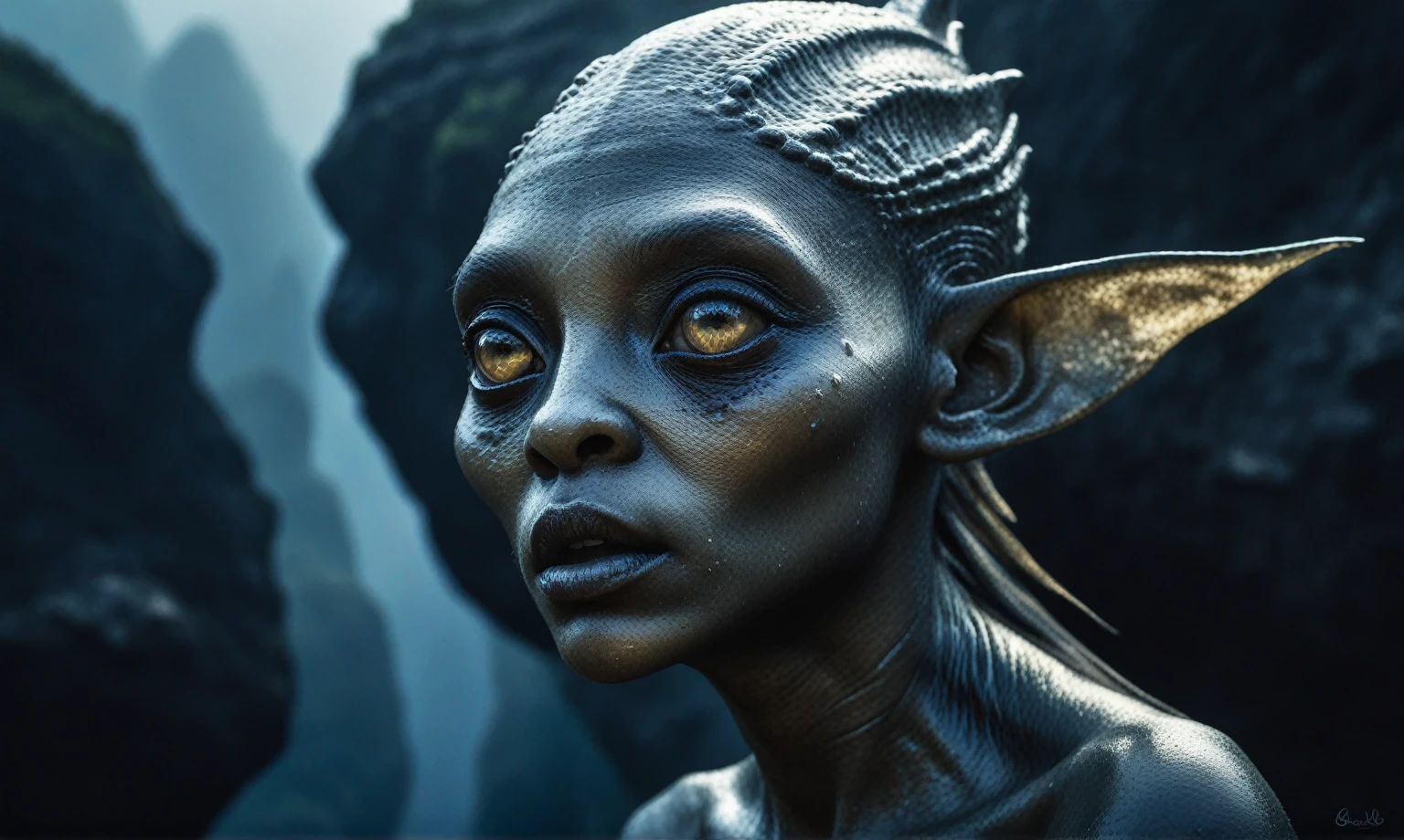 full body shot,beggar deep niobium paladium The Alien Entity,native italian babychild, wants eat,survival in criminal city of future, Technicolor,natural skin textures, hyper realism, hyper detailed,Extremely detailed,High contrast,Masterpiece,Realistic,Ultra Detailed, intricate details,realistic humid leather,extremly intricate,Epic Realistic, cinematic style,irina yermolova,high contrast,hdr,extremely detailed, deep night landscape,masterpiece,intricate details,faded,eyes extremely detailed, high detailed eyes,8k resolution,RAW,retina, Nikon Z9,China,orc,Li River in Guangxi Zhuang of China,tkt style, pointed ears,perfect, Elf,transition between two art styles, Ink painting to photorealism, Double contact, X-ray, Creative, vivid light, masterpiece, fantasy, Abstract, Surrealism, super detailed, high resolution, stop:35;(((creature with a spectral and ghostly appearance)). Her skin is pale, almost translucent,ancient rock paintings of the first people,sharkfish's leather