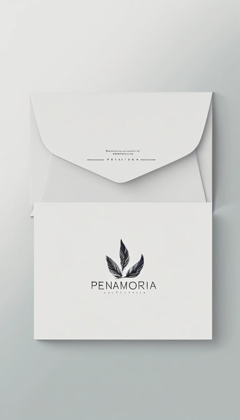 A minimal, modern, simple, cinematic logo design for the brand “Penamemoria". Create a modern, minimalistic, high-quality, logo of a feather of memories