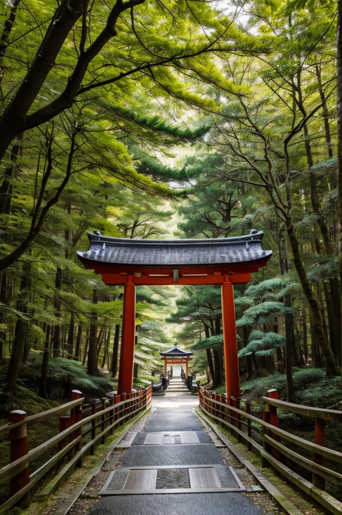 Un petit renard au Japon, au milieu des Torii, dans un sanctuaire