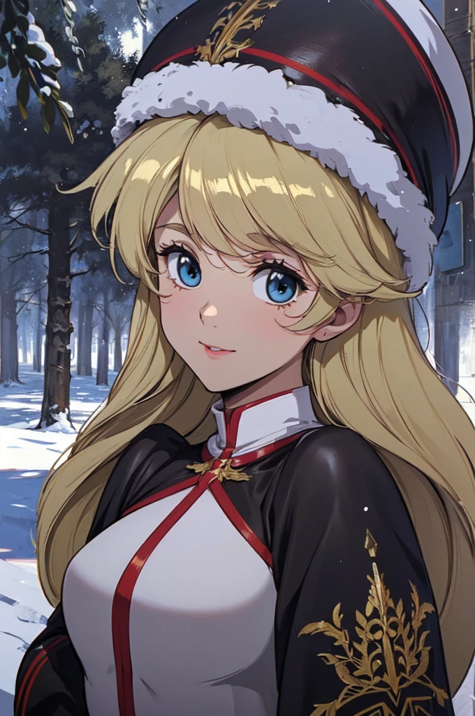 (masterpiece:1.1), (best quality:1.1), 1girl, Real light and shadow, anime face, 4k, 8k, wallpaper,epic, detail texture, blonde hair, (blue eyes:1.5), ((((blond hair:1.35, long hair)))),intricate eyes,beautiful detailed eyes, (symmetrical eyes,big eyes:1.5,(((lustrous skin:1.5,bright skin: 1.5,skin tanned,shiny skin,very shiny skin,shiny body,plastic glitter skin,exaggerated shiny skin,illuminated skin))),(detailed body,(detailed face)), cute, erotic,daring, (((medieval man armor, fur hat, adventurer man armor,winter coat))),(((intricate outfit,intricate clothes, embroidered outfit,ornate outfit,embroidered clothes,ornate clothing))), (dynamic pose:1.0),happy,smile,(centered,scale to fit dimensions,Rule of thirds), ((snowy pine forest at night)), with dark stormy clouds,winter,scenery:1.25,((snow forest background)),Christmas tree, highres,sharp focus,(ultra detailed,extremely detailed),(photorealistic artwork:1.37),(extremely detailed CG unity 8k wallpaper),(((vibrant colors,vibrant theme))),(intricate),(masterpiece),(best quality),