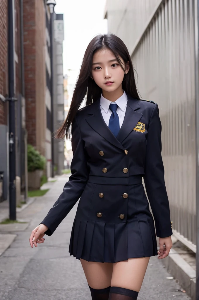 high school student uniform stage Dark Skin Big breasted