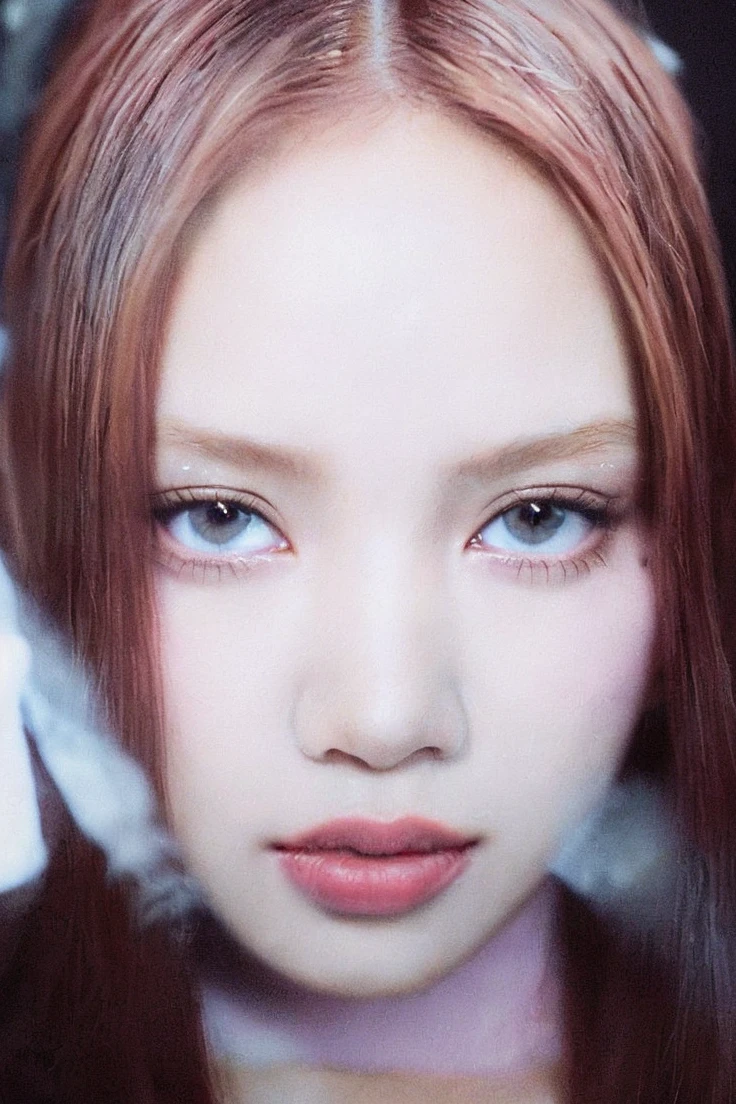 Close-up of a woman with long blonde hair, Lisa de blackpink, Retrato de Lisa de blackpink, Jennie the Blackpink, wongyoung de ive, Nariz de Lisa de blackpink, ive wonyoung lips, South Korean popular makeup by Wongyoung from IVE, Lisa BlackPink Portrait, BlackPink Lisa Pastel Pink Skin Tone, blackpink jennie popular korean makeup.