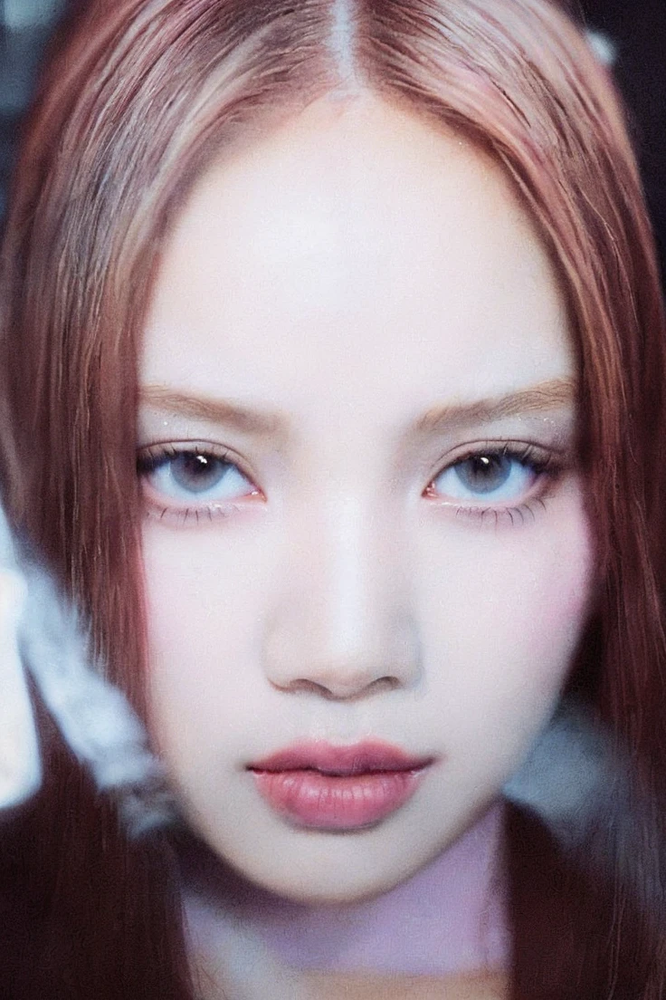 Close-up of a woman with long blonde hair, Lisa de blackpink, Retrato de Lisa de blackpink, Jennie the Blackpink, wongyoung de ive, Nariz de Lisa de blackpink, ive wonyoung lips, South Korean popular makeup by Wongyoung from IVE, Lisa BlackPink Portrait, BlackPink Lisa Pastel Pink Skin Tone, blackpink jennie popular korean makeup.
