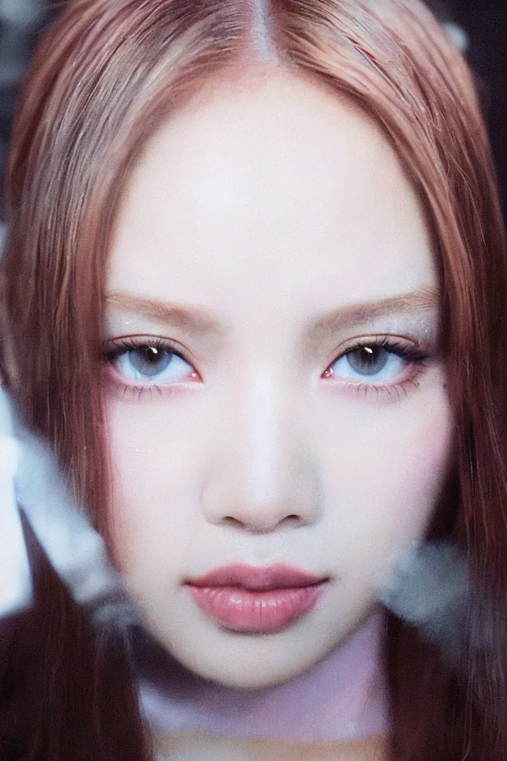 Close-up of a woman with long blonde hair, Lisa de blackpink, Retrato de Lisa de blackpink, Jennie the Blackpink, wongyoung de ive, Nariz de Lisa de blackpink, ive wonyoung lips, South Korean popular makeup by Wongyoung from IVE, Lisa BlackPink Portrait, BlackPink Lisa Pastel Pink Skin Tone, blackpink jennie popular korean makeup.