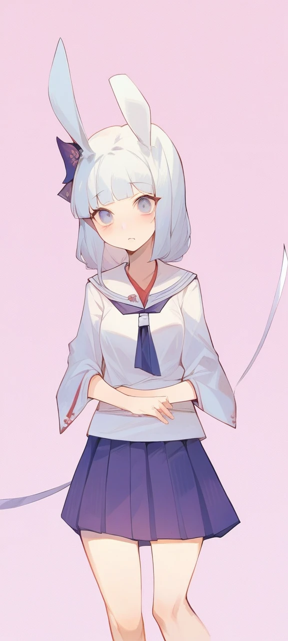 Make her a samurai with bunny ears and a sailor uniform in an RPG style.、Give a Japanese sword、High quality、4K,Masterpiece