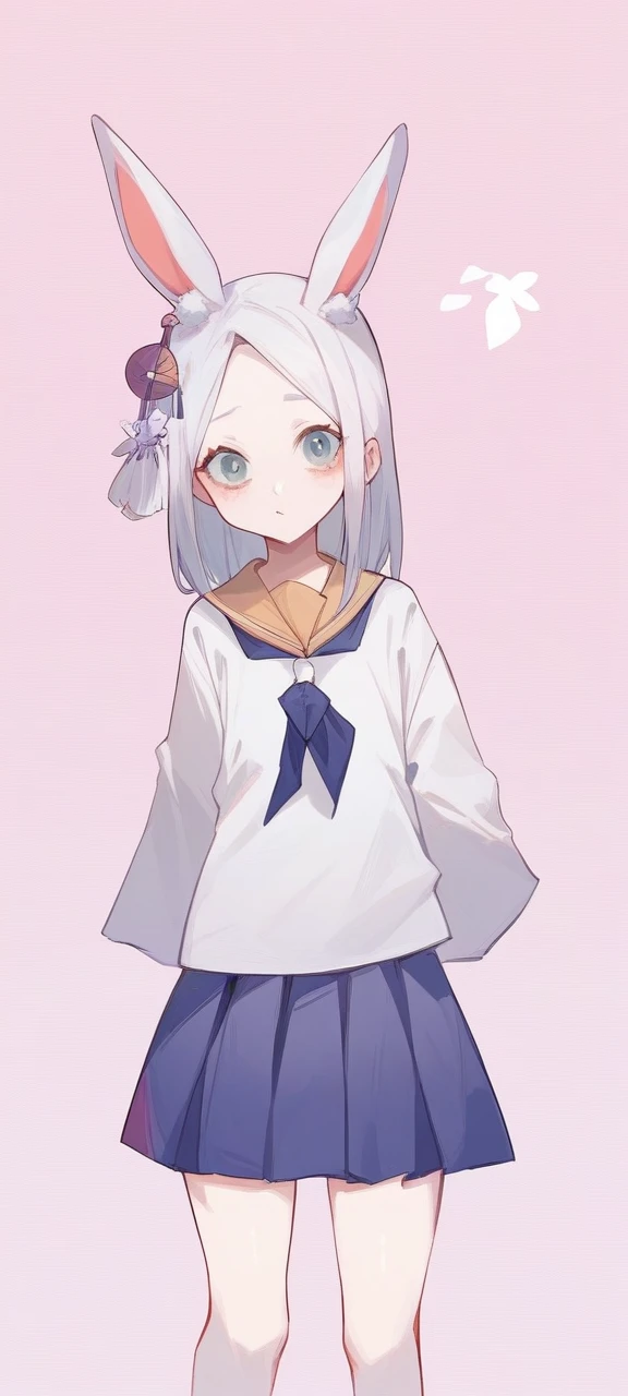 Make her a samurai with bunny ears and a sailor uniform in an RPG style.、Give a Japanese sword、High quality、4K,Masterpiece