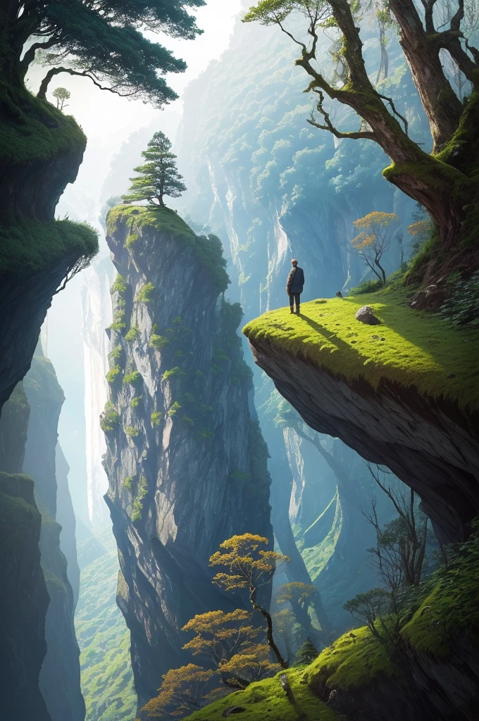 there is a tree that is growing on the side of a hill, a picture by Andy Goldsworthy, pexels, figuration libre, trees and cliffs, in between a gorge, overhanging branches, some trees in the corner, trees growing on its body, tree in the background, trees in foreground, curved trees, winding branches