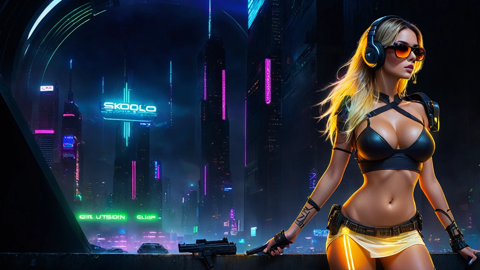 mia malkova,((Best quality)), ((masterpiece)), (highly detailed:1.3), 3D, beautiful cyberpunk woman,(wearing head-mounted display that is chunky and hi-tech:1.2), playing x box game, gta v, futuristic