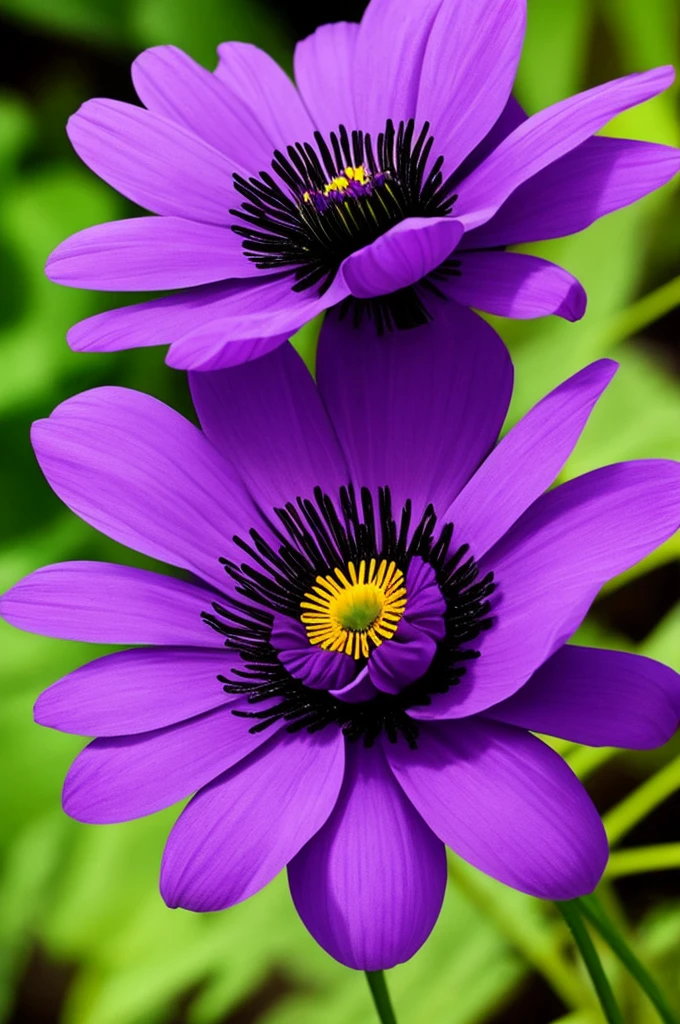 purple flower with a black center and a dark center, a photo by Penny Patricia Poppycock, flickr, romanticism, beautiful flower, beautiful detail and color, violet flower, beautiful vibrant colors, beautiful!!!!!!!!!, dead but beautiful. poppies, beautiful depiction, purple colors, purple flowers, glowing purple, anemones, purple color, anemone, incredibly beautiful, purple
