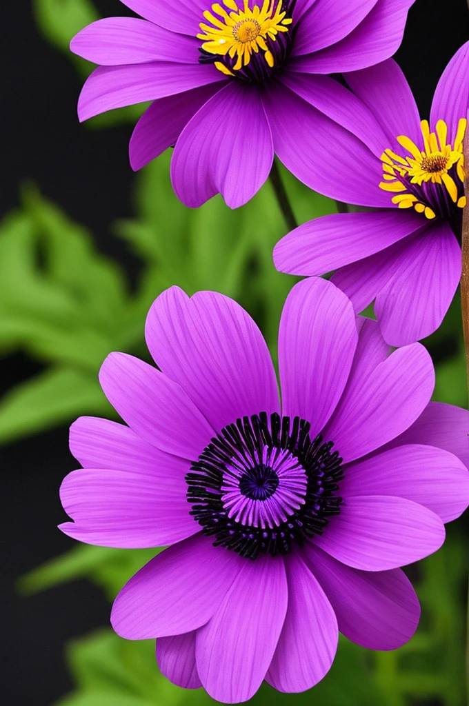 purple flower with a black center and a dark center, a photo by Penny Patricia Poppycock, flickr, romanticism, beautiful flower, beautiful detail and color, violet flower, beautiful vibrant colors, beautiful!!!!!!!!!, dead but beautiful. poppies, beautiful depiction, purple colors, purple flowers, glowing purple, anemones, purple color, anemone, incredibly beautiful, purple