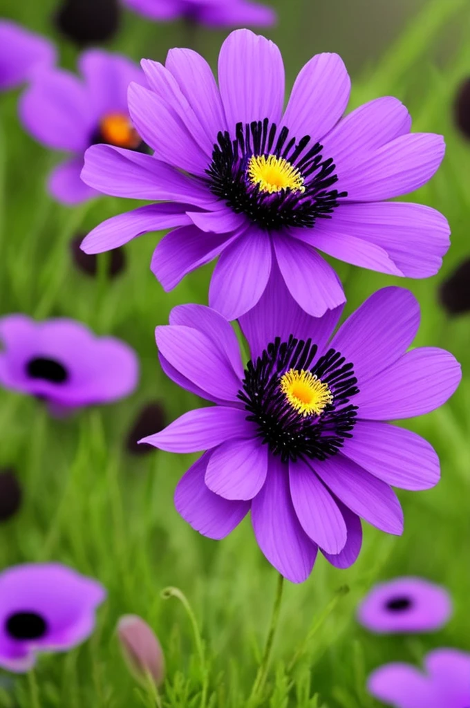 purple flower with a black center and a dark center, a photo by Penny Patricia Poppycock, flickr, romanticism, beautiful flower, beautiful detail and color, violet flower, beautiful vibrant colors, beautiful!!!!!!!!!, dead but beautiful. poppies, beautiful depiction, purple colors, purple flowers, glowing purple, anemones, purple color, anemone, incredibly beautiful, purple