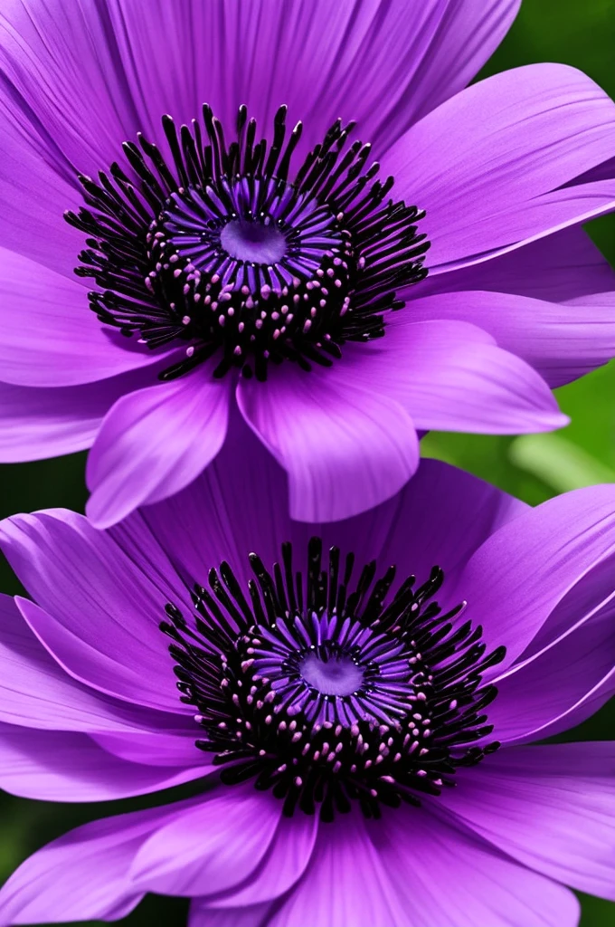 purple flower with a black center and a dark center, a photo by Penny Patricia Poppycock, flickr, romanticism, beautiful flower, beautiful detail and color, violet flower, beautiful vibrant colors, beautiful!!!!!!!!!, dead but beautiful. poppies, beautiful depiction, purple colors, purple flowers, glowing purple, anemones, purple color, anemone, incredibly beautiful, purple