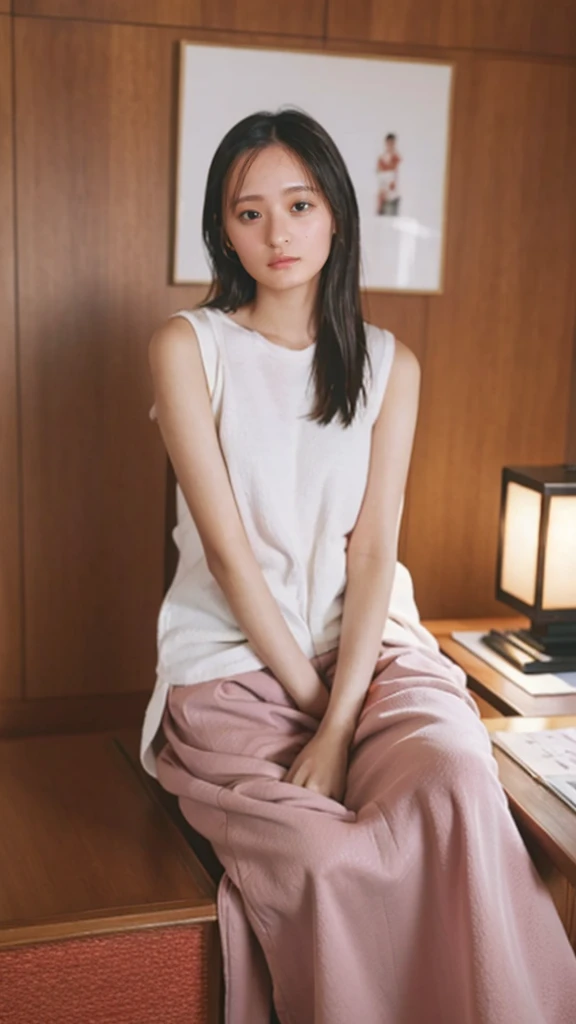 ((Extremely precise and accurate anatomy:1.0)), (photo realistic:1.4), (Hyper realistic:1.4), (Highest qualityの現実的な肌の質感:1.4), (Improvement of quality:1.4), (Enhances the beauty of skin texture:1.1), Clean and glowing skin, One girl, woman, masterpiece, Highest quality, Highest quality, (Volumetric lighting),(Film Grain:1.1),Very detailed CG unity 8k壁紙, Concentrated, Very detailed, Ultra-realistic, Realistic, Sharp focus, Absurd, (High resolution:1.2), (High Contrast), photograph, Detailed and complex, (((Trending on Instagram:1.38))), Very detailed, Digital Painting, Art Station, Concept Art, Smooth, Sharp focus, Looking at the audience, Tank top.