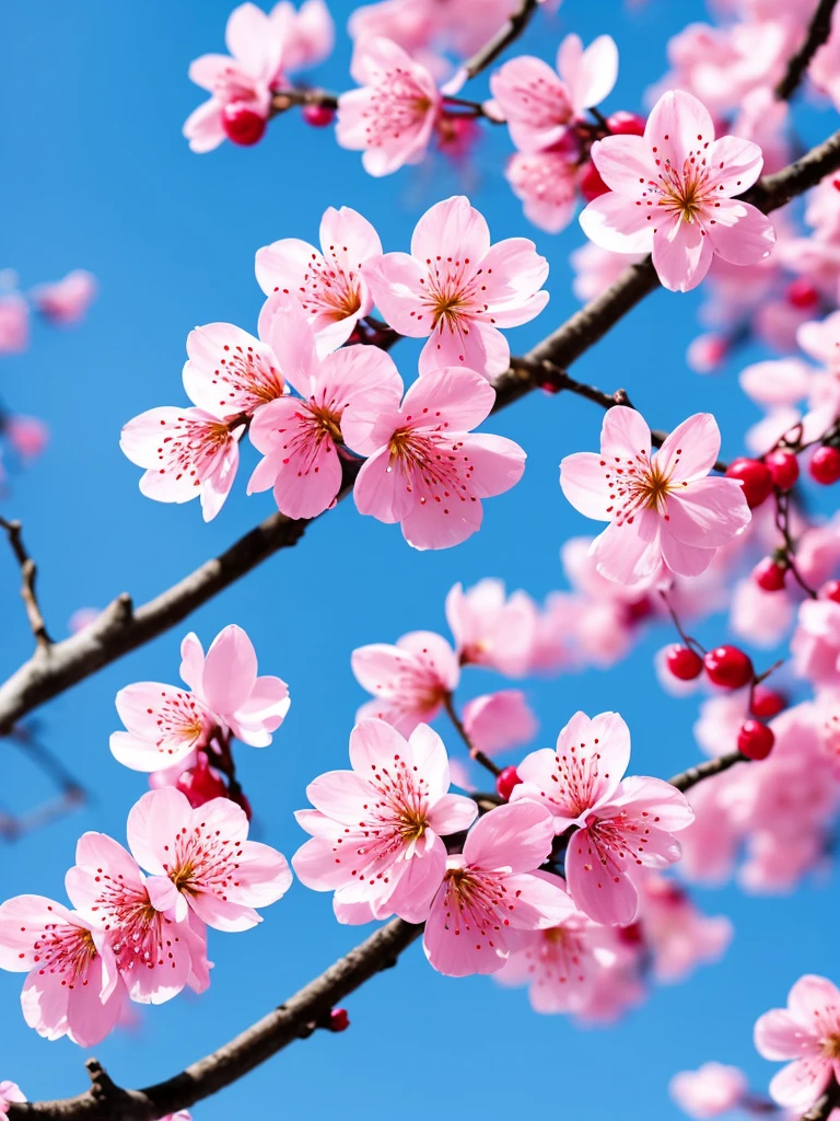 a close up of a branch with pink flowers covered in snow, a photorealistic painting by Wen Boren, trending on pixabay, digital art, flower blossoms, sakura flowers, cherry blossom, flowers and blossoms, blossom sakura, sakura flower, cherry blossoms, plum blossom, sakura bloomimg, blooming flowers, blossoming, magical flowers, blossoms
