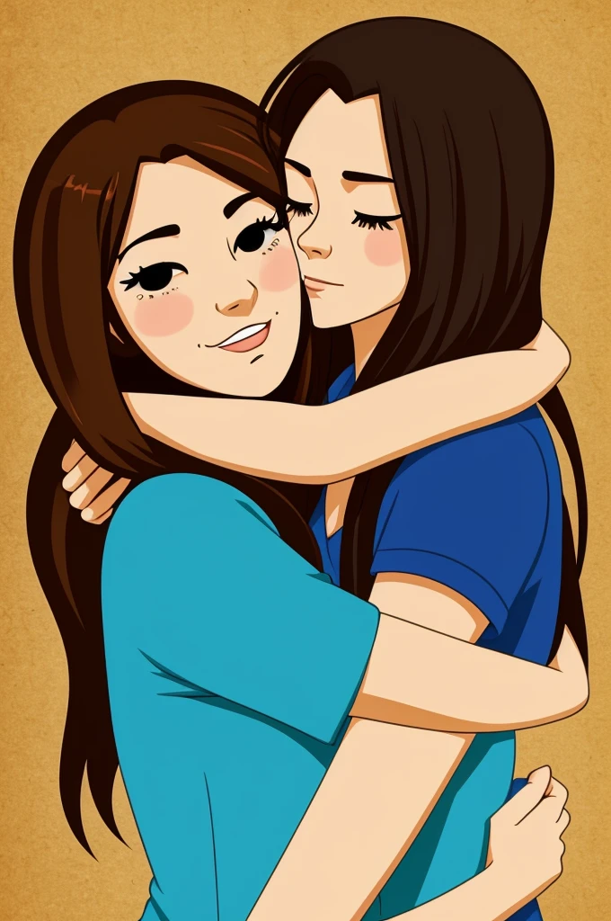 Woman hugs another sad woman in cartoon style