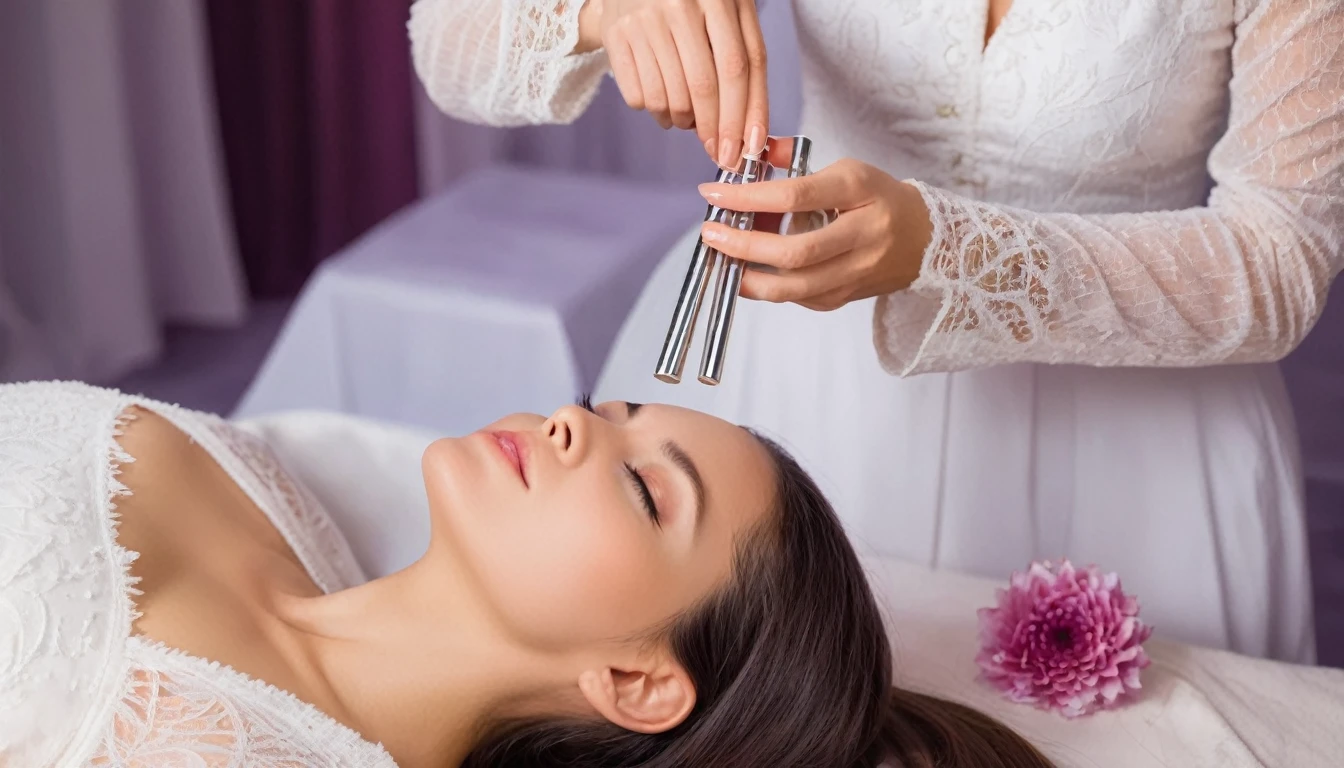 Purifying the heart of a beautiful woman with the sound of crystals and tuning forks