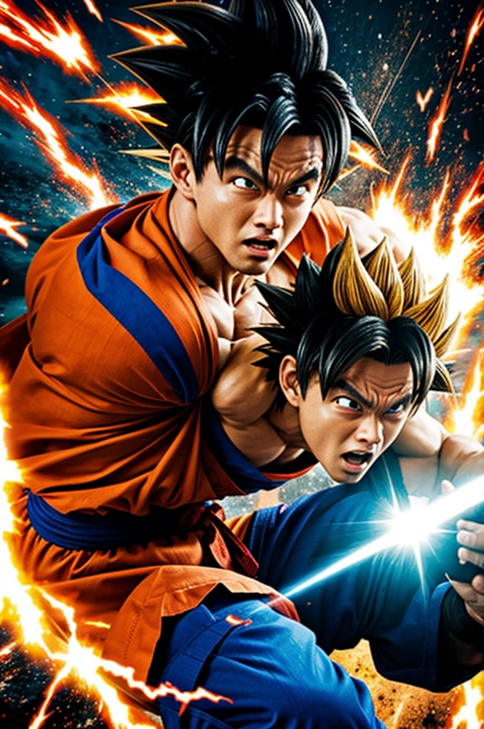 Gojo fighting Goku 
