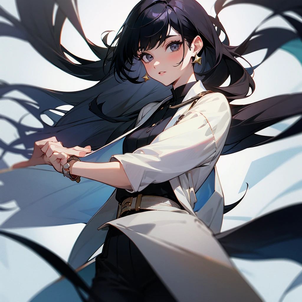A very stylish person with black hair