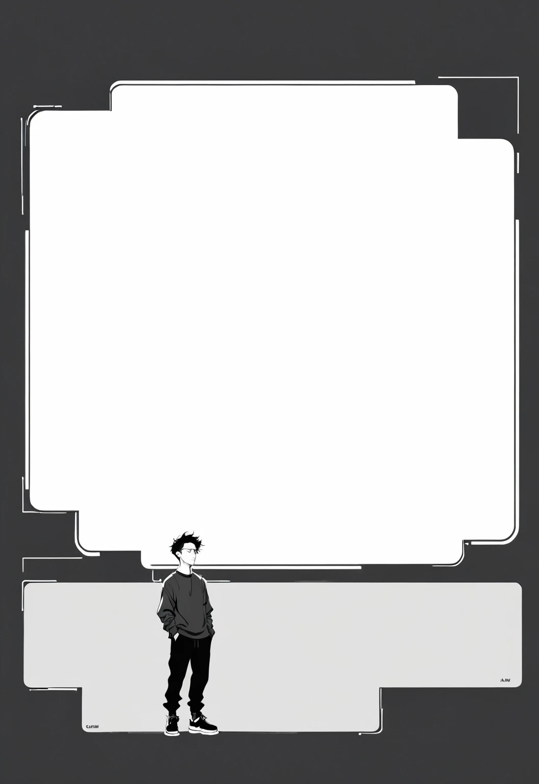 A modern minimalist style blank character profile,Leave a square blank space in the middle。Applicable to card UI。
