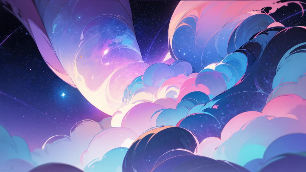 A creative and artistic starry background., painted in watercolor style. The night sky is full of bright stars, with soft mixes of colors like deep blue, purple and touches of pink. The nebulae flow delicately, creating an ethereal and dreamlike feeling. The edges of the image have textured brush strokes., characteristics of the watercolor technique. The image must maintain a professional and elegant aesthetic., Suitable for artistic presentations or backgrounds for creative projects..
