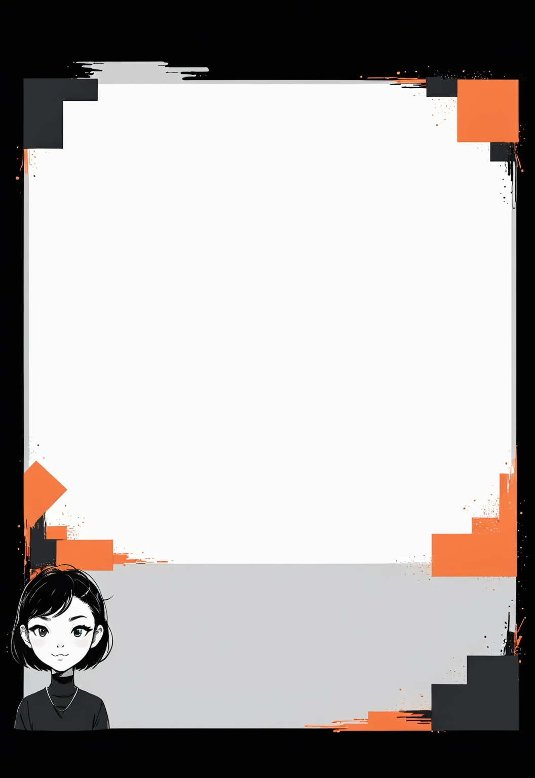 A modern minimalist style blank character profile,Leave a square blank space in the middle。Applicable to card UI。