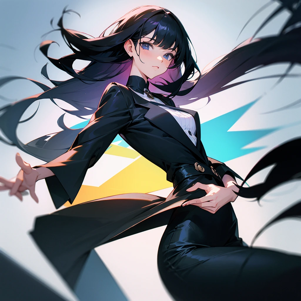 A very stylish person with black hair 