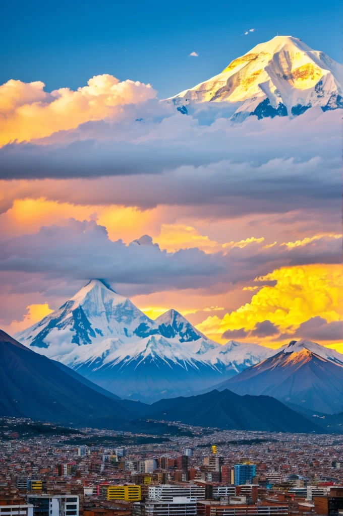 Illimani city of peace bolivia sunset