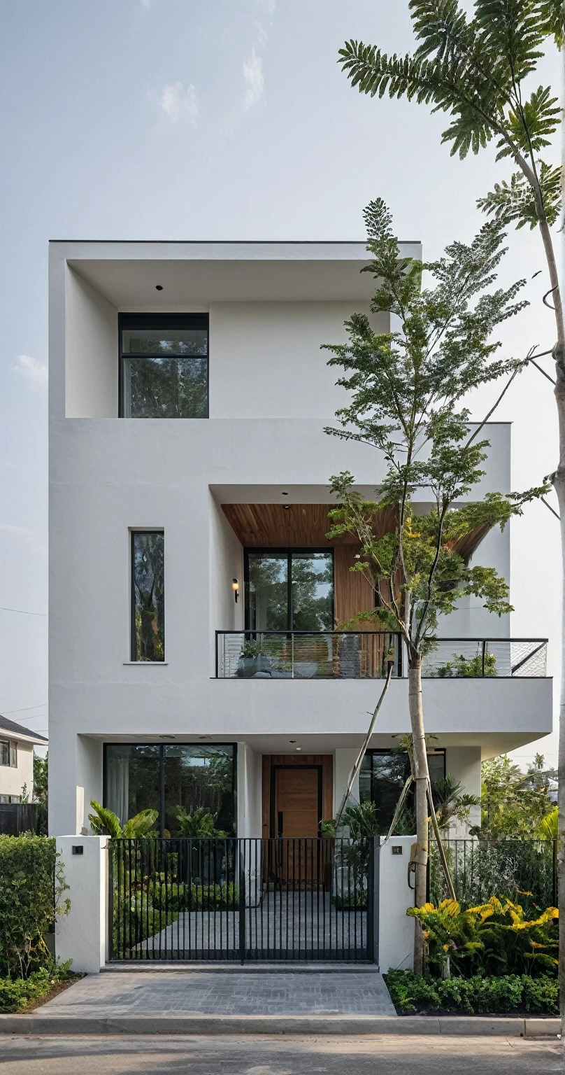 Townhouses with white wood exteriors are a popular choice for their clean and modern look. They can be found in a variety of architectural styles, from traditional to contemporary.