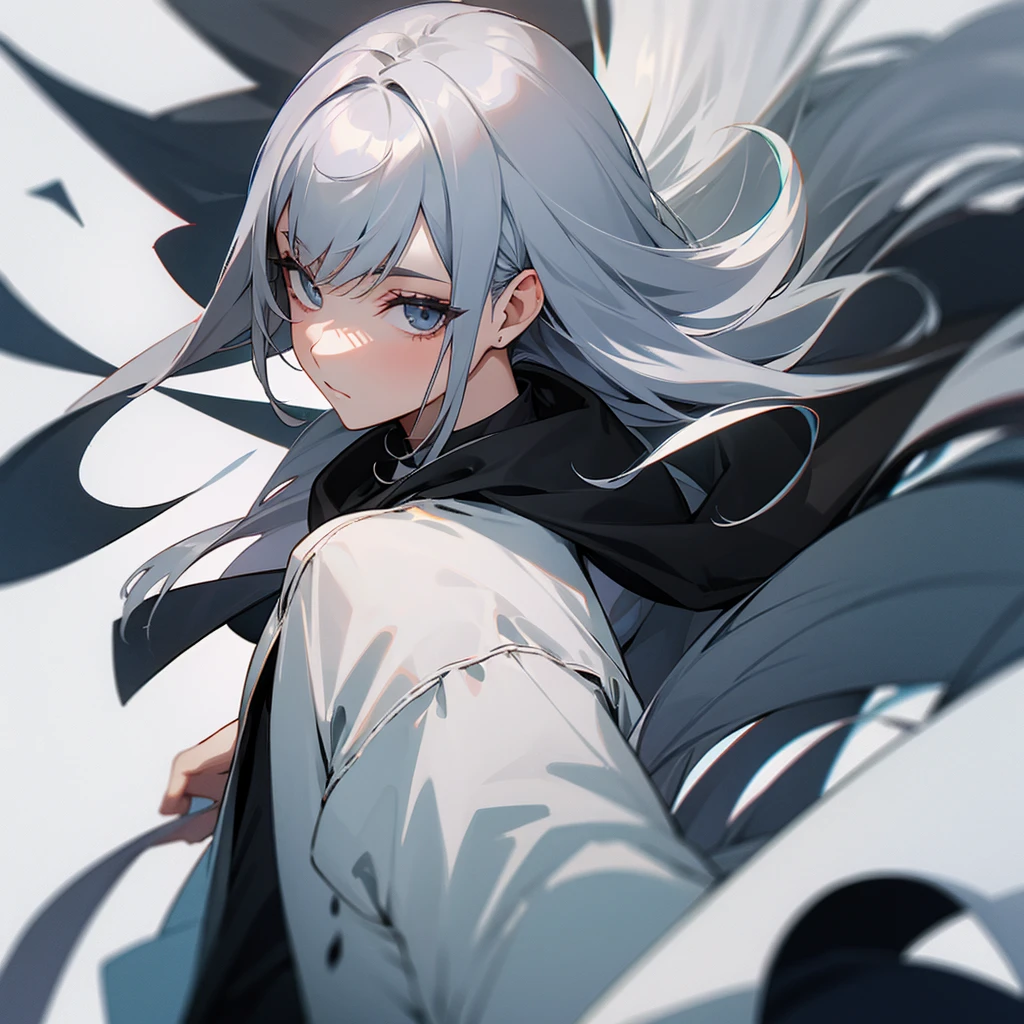 A very stylish person with gray hair