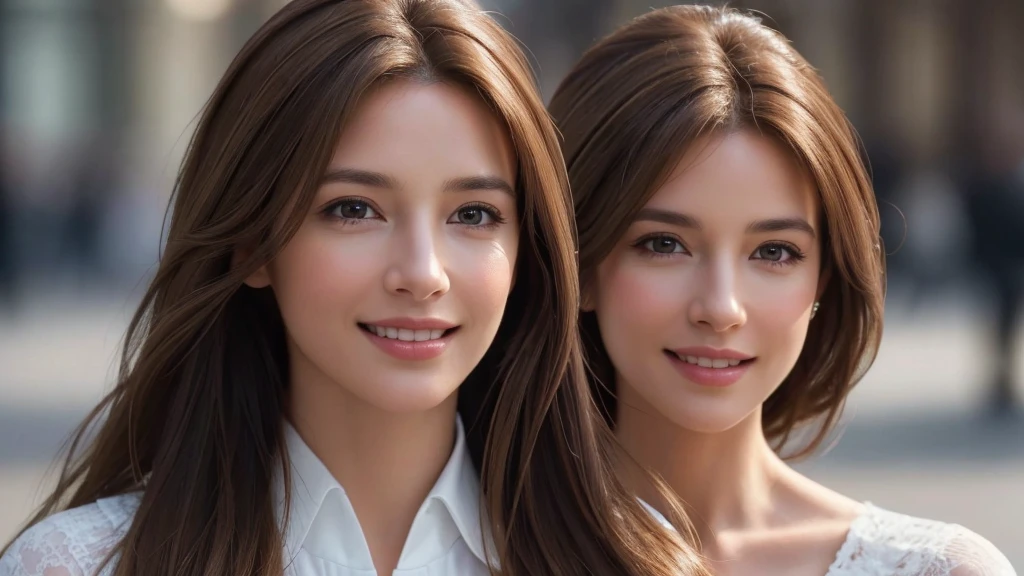 masterpiece, Best quality, Photorealistic, Super detailed, fine details, High resolution, 8K wallpaper, solo beauty, light brown hair, sharp focus, Perfect dynamic composition, Eyes beautiful detail, detailed hair, realistic detailed skin texture, Smile, portrait, Model pose, Walking on the streets of London,