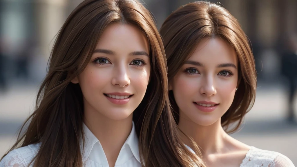 masterpiece, Best quality, Photorealistic, Super detailed, fine details, High resolution, 8K wallpaper, solo beauty, light brown hair, sharp focus, Perfect dynamic composition, Eyes beautiful detail, detailed hair, realistic detailed skin texture, Smile, portrait, Model pose, Walking on the streets of London,