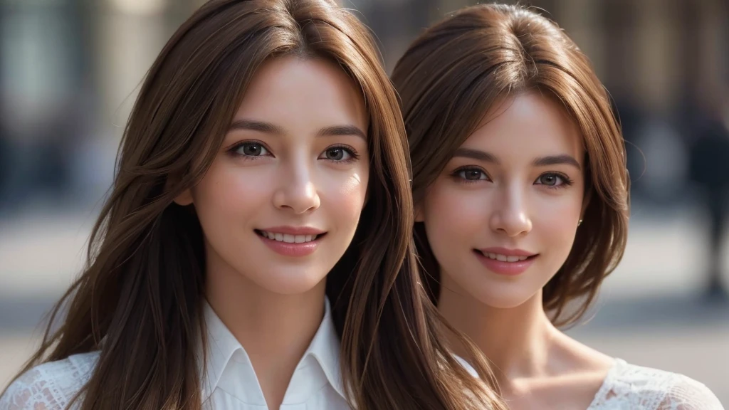 masterpiece, Best quality, Photorealistic, Super detailed, fine details, High resolution, 8K wallpaper, solo beauty, light brown hair, sharp focus, Perfect dynamic composition, Eyes beautiful detail, detailed hair, realistic detailed skin texture, Smile, portrait, Model pose, Walking on the streets of London,