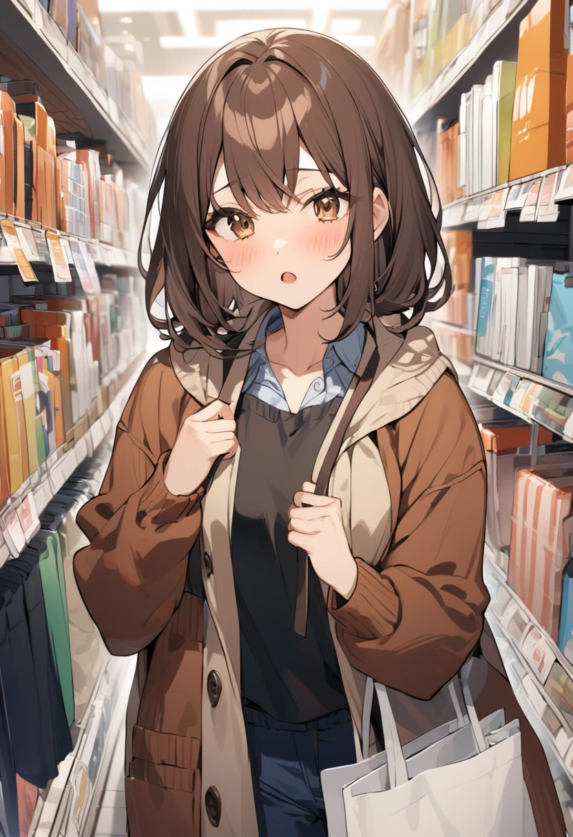 High school girl brown hair shopping
