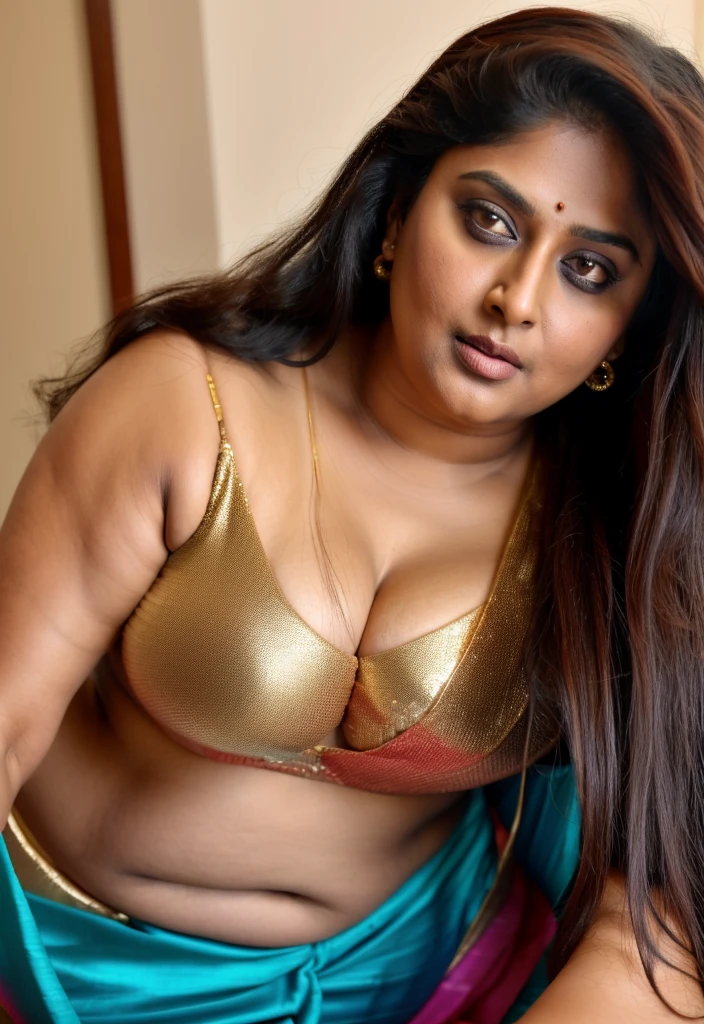 Sexy fat plus size indian bhabhi, sleeveless blouse, desi hot aunty, looks like Anushka Shetty, wearing sleeveless saree blouse, sexy sequin saree, bold saree fashion, bong saree fashion, bold hot photoshoot, sexy sequin saree, she has fleshy arms and fat wide belly, sexy armpits, showing her attractive fleshy figure, high quality skin, skin pores, skin texture, deep juicy navel, sexy navel folds, fleshy figure, jiggly belly, hyper realistic skin, RAW Foto, unsatisfied Indian housewife, sexy indian housewife, mature desi aunty bhabhi Chachi Amma,