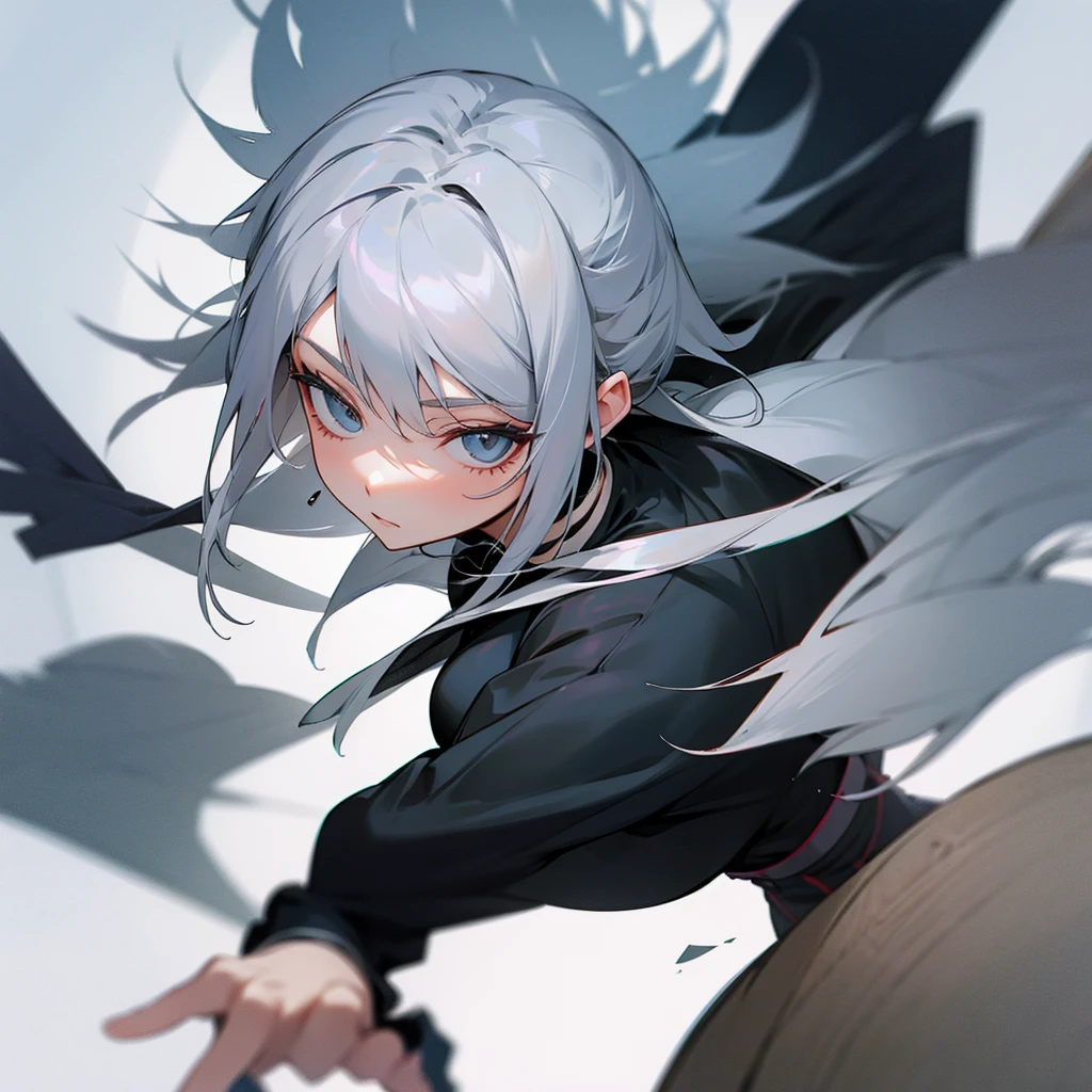 A very stylish person with gray hair