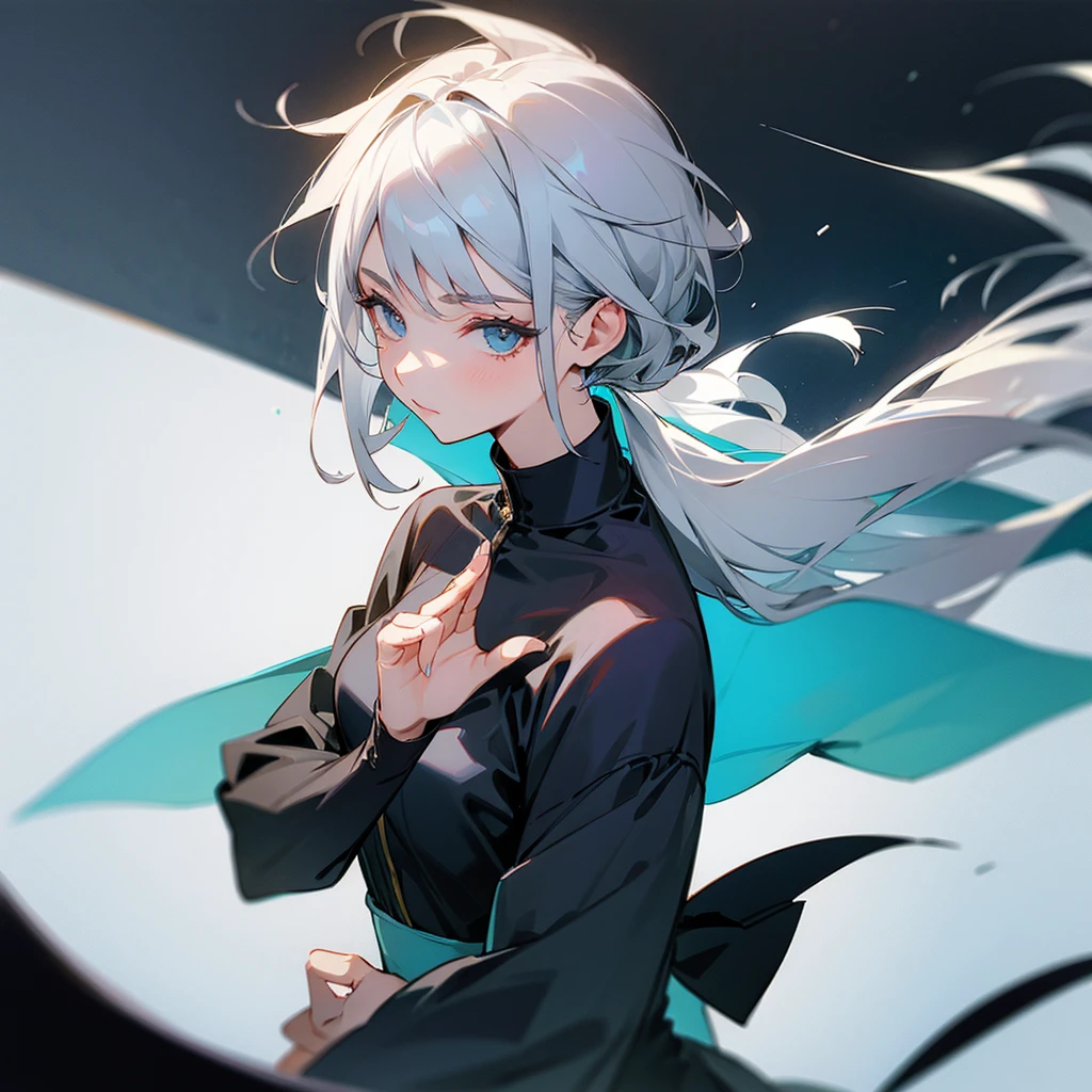 A very stylish person with gray hair