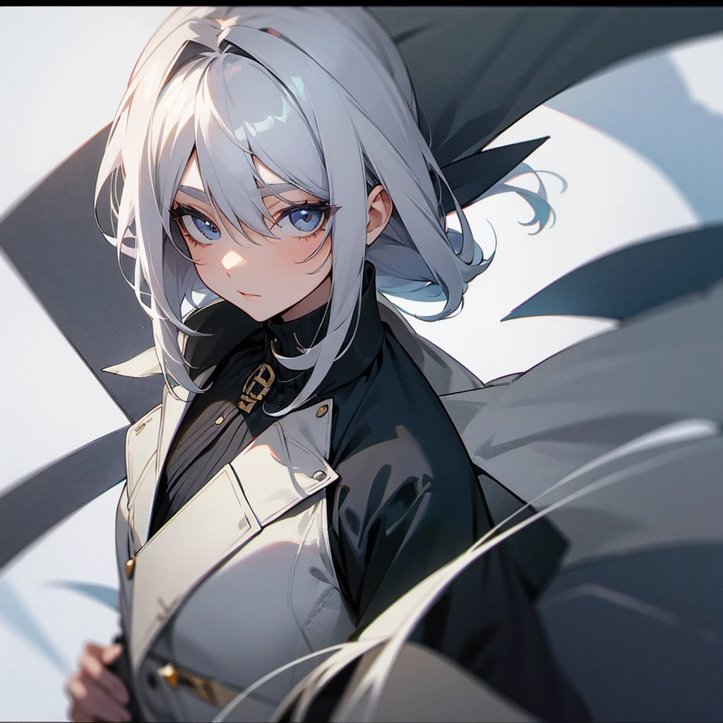 A very stylish person with gray hair