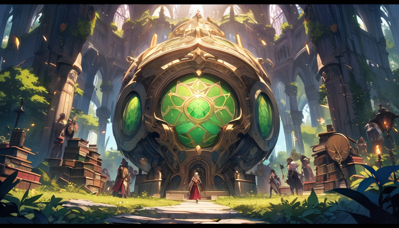 (masterpiece:1.4), (Highest quality:1.4), Very detailed, Complex, Very detailed, shape,Soft lighting,a group of adventurers, character from RPG games, (character: human, Fairy, Fairy, Dwarf, The Hobbit), (exterior: Swordsman Style, Shaman Style, Monk Style, Magician style), (belongings: Long sword, dagger, Holy Staff, Magic wand, shield, metal armor, Leather Armor), Perfectly accurate anatomical shape、All limbs intact、Perfect full finger, Colorful characters, It depicts an ancient elven library in the middle of the forest., A library full of old parchments、In a room full of leaves and shades of green, 大きくてMajestic, A palace library in the middle of the forest. A huge, Majestic, Uplifting expressions,