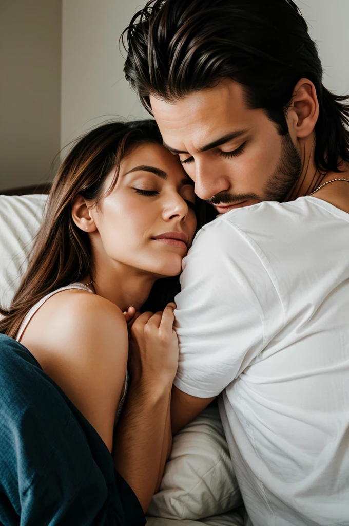 Wife whispering to husband while sleeping