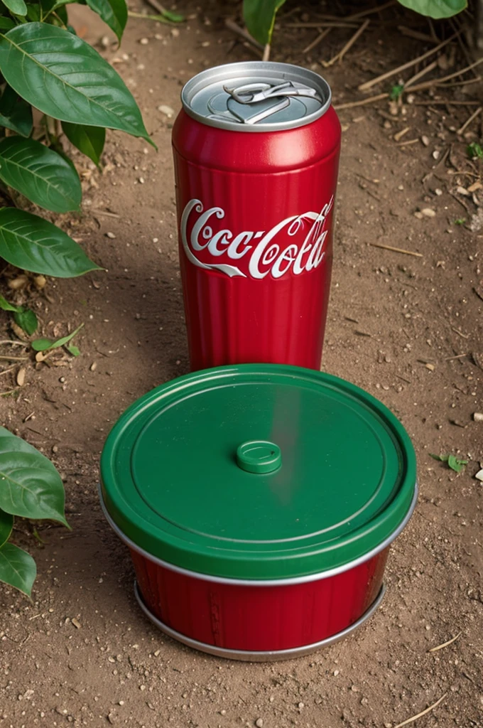 creates an ecological coca cola bottle with a green lid made from recycling