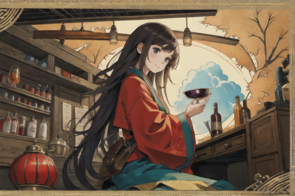 (best quality), oriental detailed background,girl with man , alchemist,