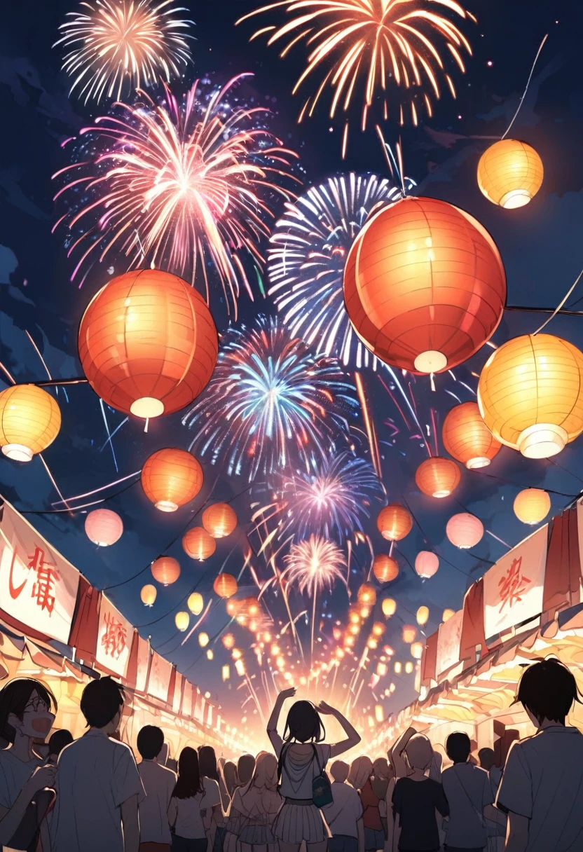 high school girl　Fireworks display　Festivals　Summer vacation