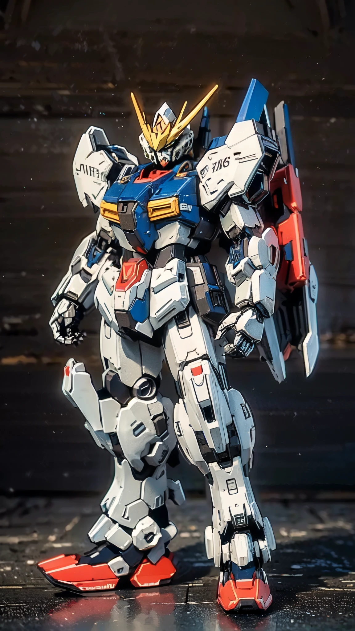 (masterpiece:1.5, best quality:1.5, extremely delicate:1.5), humanoid Mecha, fully enclosed shoulder guards, matching arm and leg guards, full body, full armor, the design balances heavy with agility, (the color scheme is primarily white with red and blue accents, the concept Inspired by Super robot, organic biotech armor, standing, floating high above the futuristic sci-fi city), exquisite and mature art style, (aura effect, energy, glowing eyes, the armor glows), ((SRS)), metallic, dramatic, high definition, highres, ultra-detailed, ultra-fine painting, professional, perfect body proportions, anatomically correct, symmetrical face, extremely detailed eyes and face, high quality eyes, creativity, RAW photo, UHD, 32k, Natural light, cinematic lighting, masterpiece-anatomy-perfect
