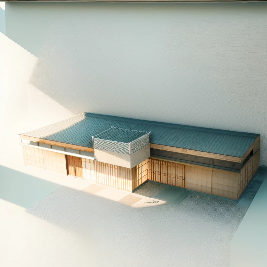 Visualize the exterior architecture of a Japanese supermarket. Envision a contemporary building façade characterized by clean lines and a minimalist design aesthetic. Incorporate elements such as large glass windows reflecting the surrounding urban landscape, complemented by a subtle blend of traditional Japanese architectural features like wooden accents or tiled roofs. Include a welcoming entrance adorned with a modern interpretation of a torii gate or other cultural motifs. Capture the essence of functionality and elegance typical of Japanese architecture, appealing to both local shoppers and international visitors.