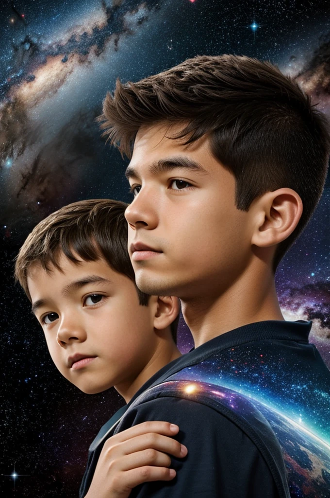 A boy in the galaxy studying English