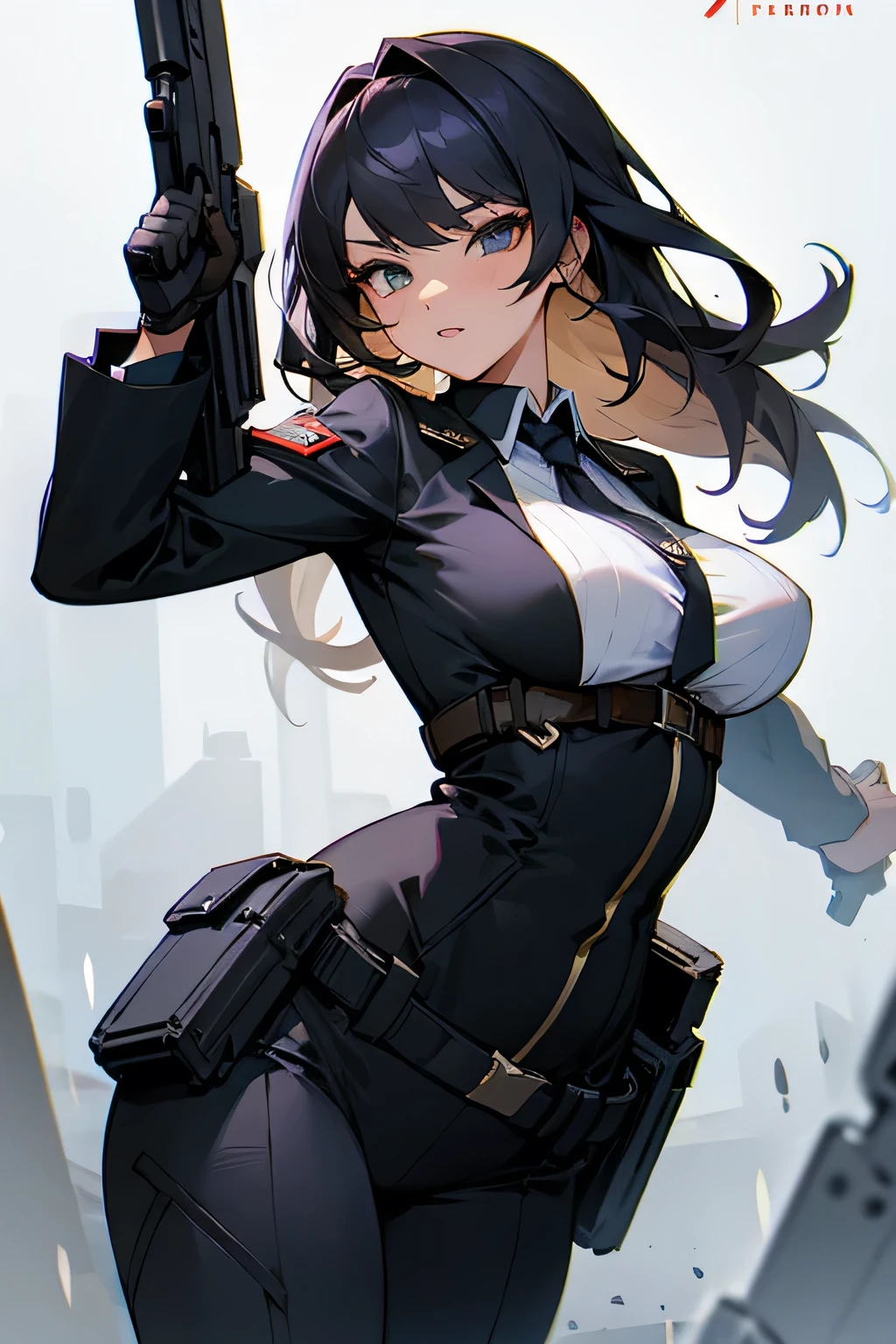 Handsome girl with two guns,Sexy combat uniform