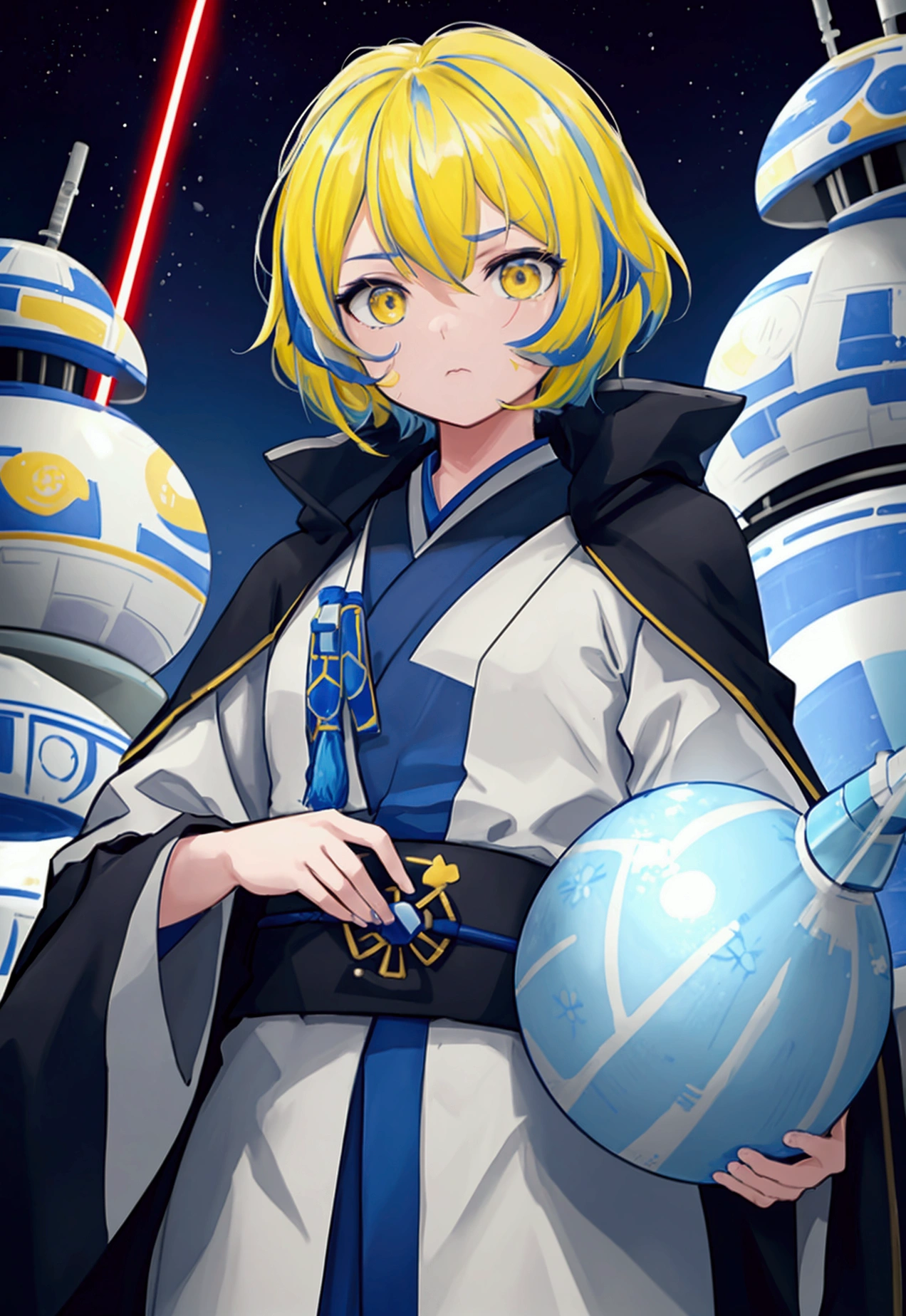 Riyo Chuchi - Star Wars: The Clone Wars by gunzai, character, star wars, star wars the clone wars, riyo chuchi, Blue Skin Senator, Yellow streaks on face, Senator Chuchi, Pantoran, Riyo Chuchi holding a PLX Launcher