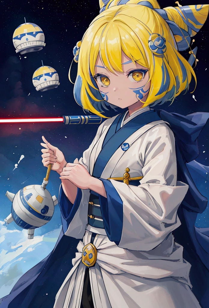 Riyo Chuchi - Star Wars: The Clone Wars by gunzai, character, star wars, star wars the clone wars, riyo chuchi, Blue Skin Senator, Yellow streaks on face, Senator Chuchi, Pantoran, Riyo Chuchi holding a PLX Launcher