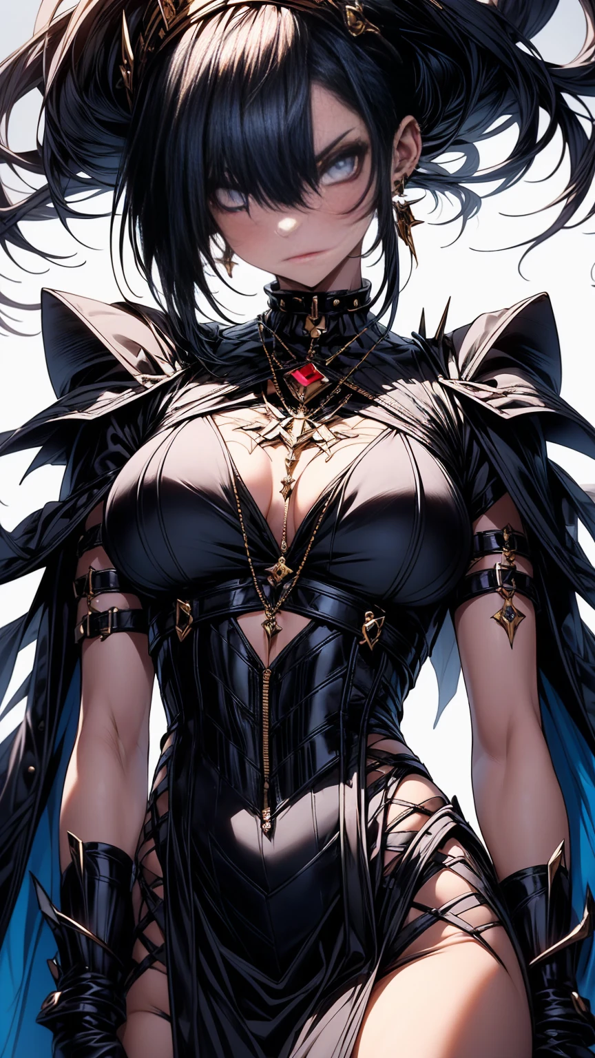 masterpiece,best quality,ultra-detailed,2girl,solo,crow,upper body,dark style,black hair ,horror theme, nude, sitting, legs spread wide open showing pussy,
